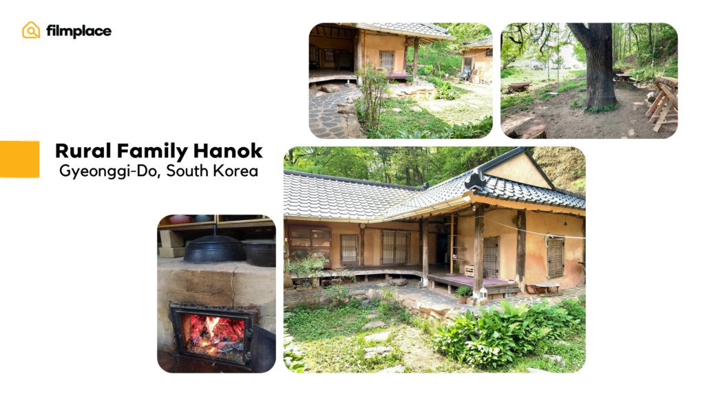 A collage of images from Filmplace's rural family hanok in gyeonggi-do, south korea