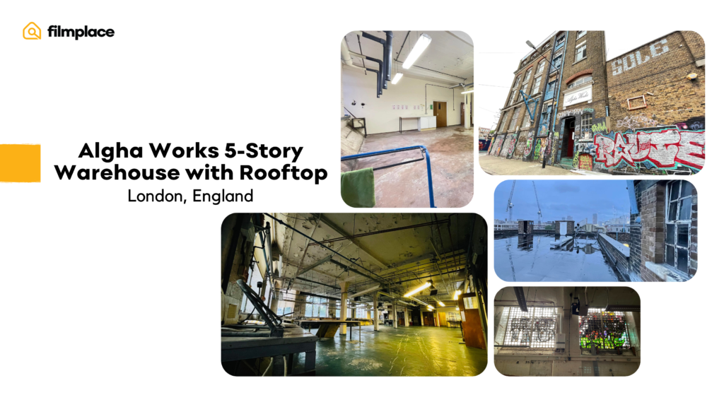 Filmplace listing 12089 Algha Works 5-Story Warehouse with Rooftop in London, England photo collage