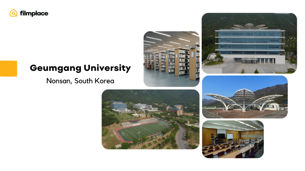 Filmplace fourth top film location pick march: listing 12132, 12134, 12135, and 12700 at Geumgang University in Nonsan, South Korea photo collage
