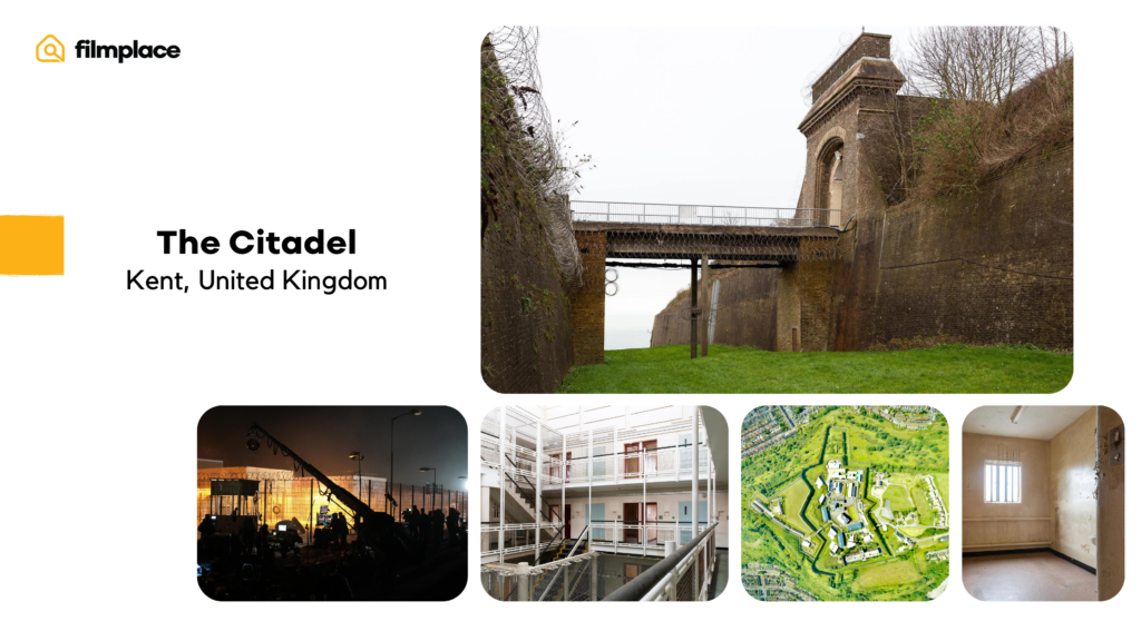 Filmplace 五月最佳地点选择：列表 12863 英国肯特郡多佛的 The Citadel，照片拼贴。