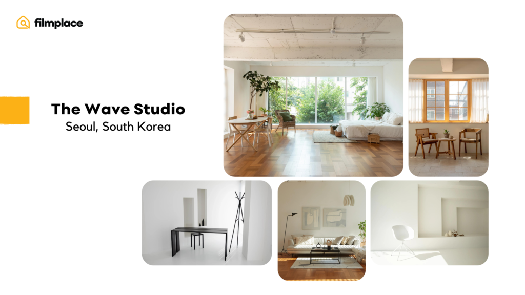 Filmplace top location pick for May: Host 14524 The Wave Studio in Seoul, South Korea, listing 12250, 12252, 12253 photo collage.